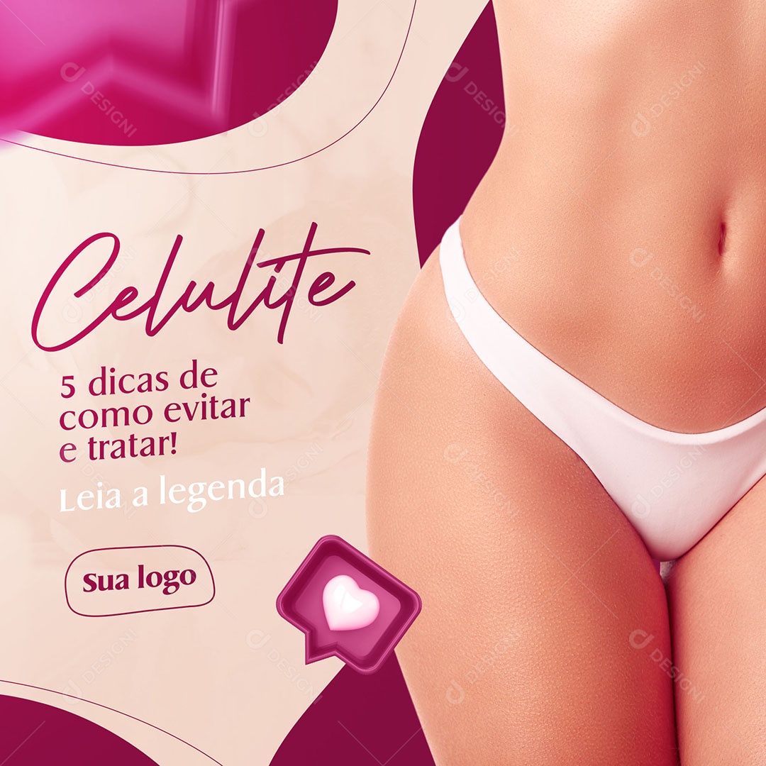 Celulite 5 Dicas de Como Evitar e Tratar Clínica de Estética Social Media PSD Editável