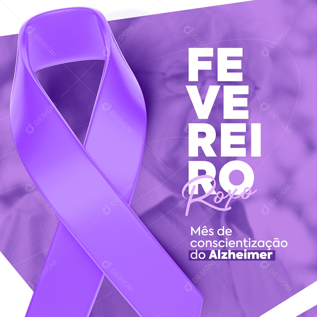 Mês de Conscientização do Alzheimer Fevereiro Roxo Social Media PSD Editável