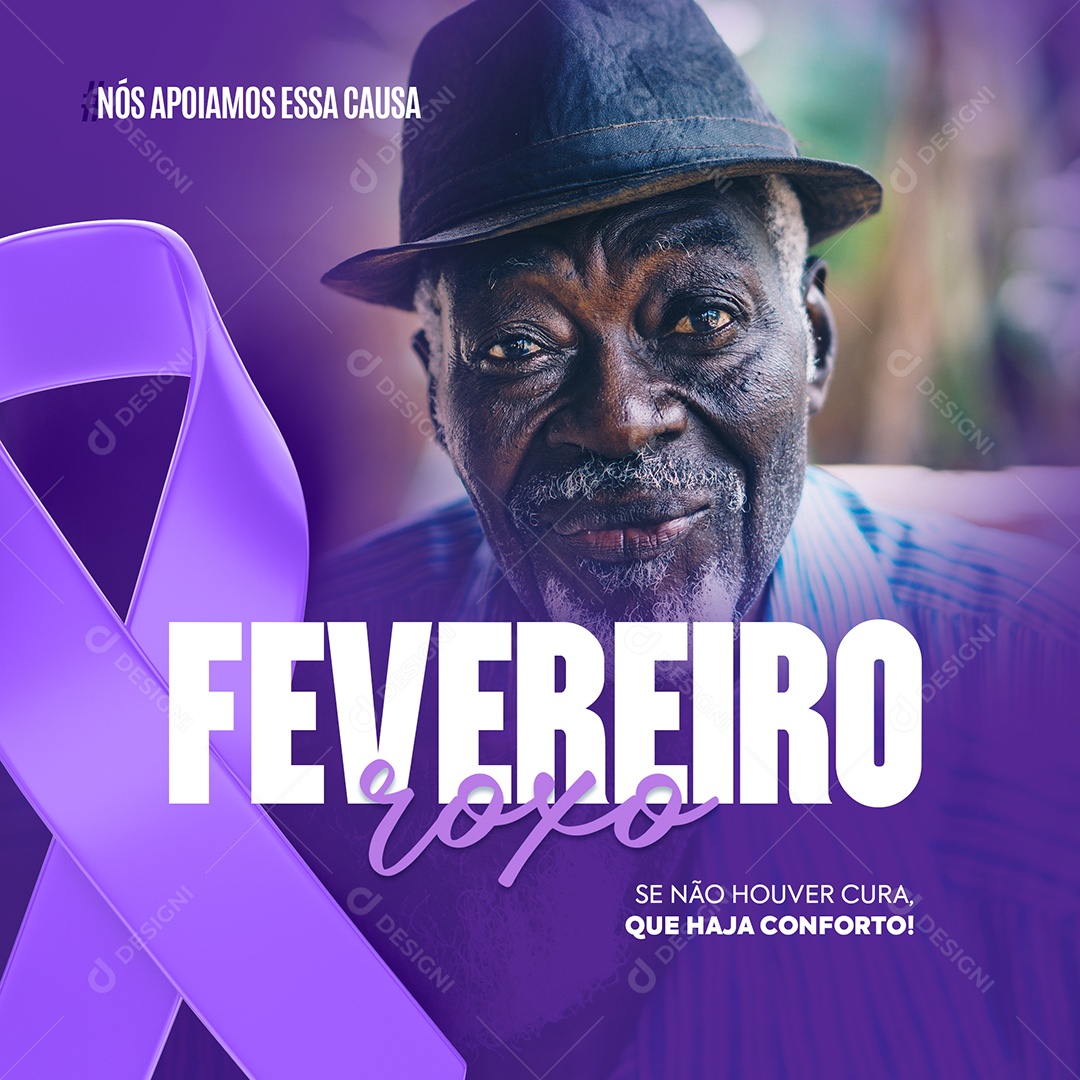 Nós Apoiamos essa Causa Fevereiro Roxo Social Media PSD Editável