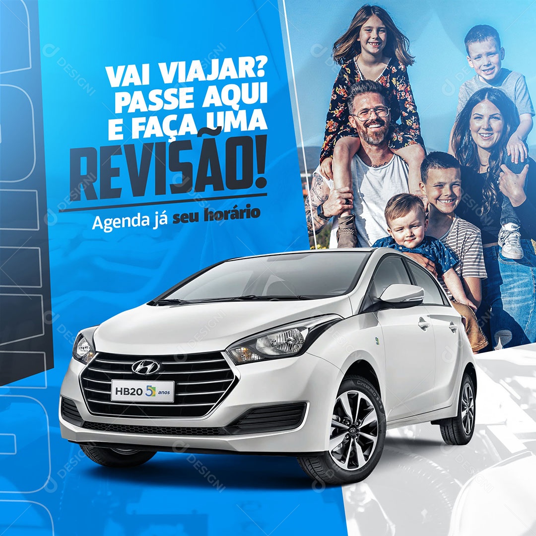 Vai Viajar Passe Aqui e Faça Uma Revisão Oficina Mecânica Social Media PSD Editável