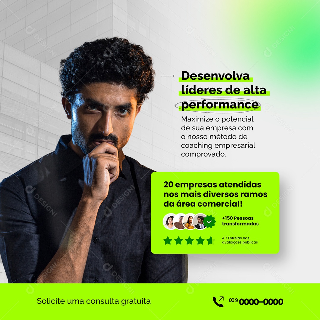 Desenvolva Líderes de Alta Performance Coaching Empresarial Social Media PSD Editável