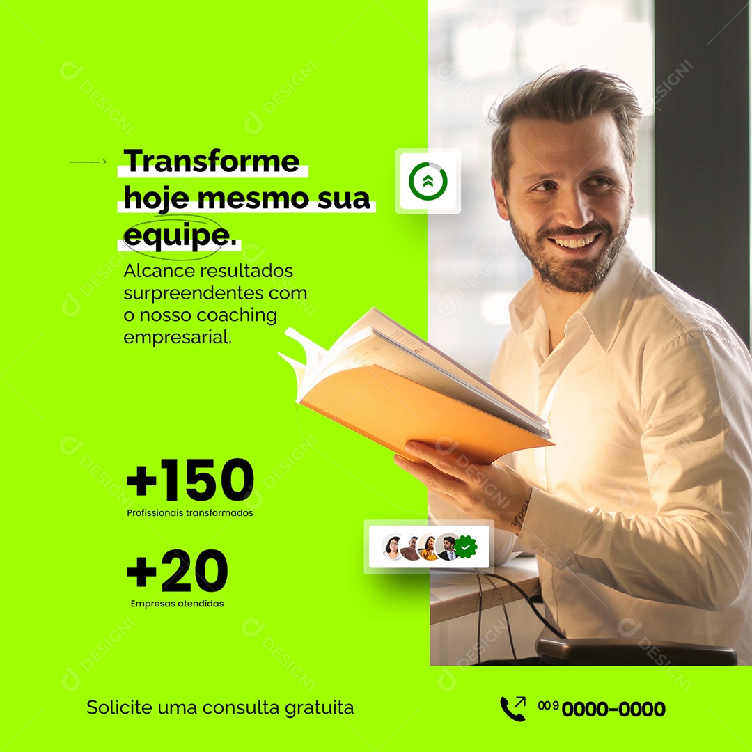 Transforme Hoje Mesmo sua Equipe Coaching Empresaria Social Media PSD Editável