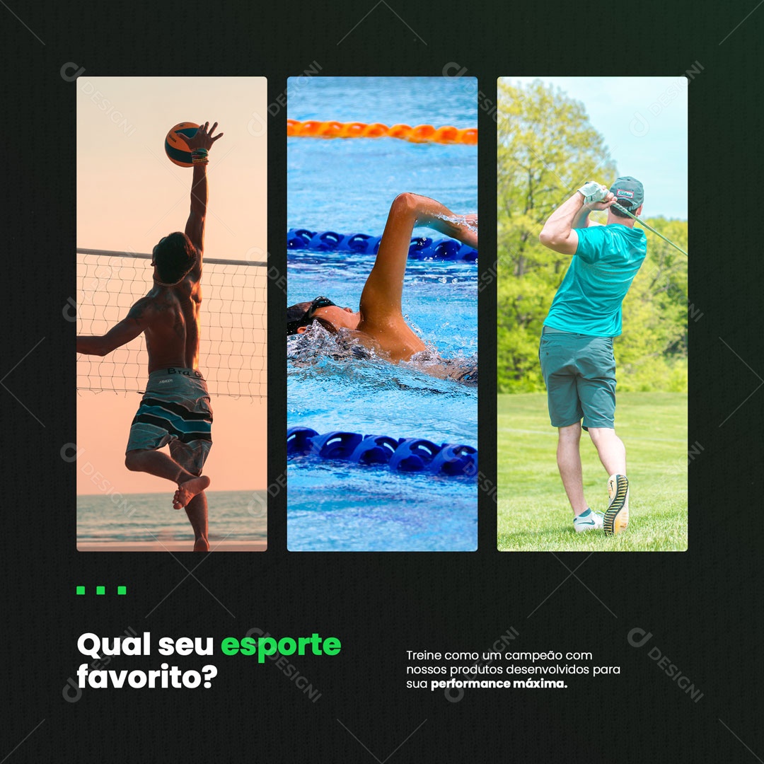 Loja de Artigos Esportivos Qual Se Esporte Favorito? Social Media PSD Editável