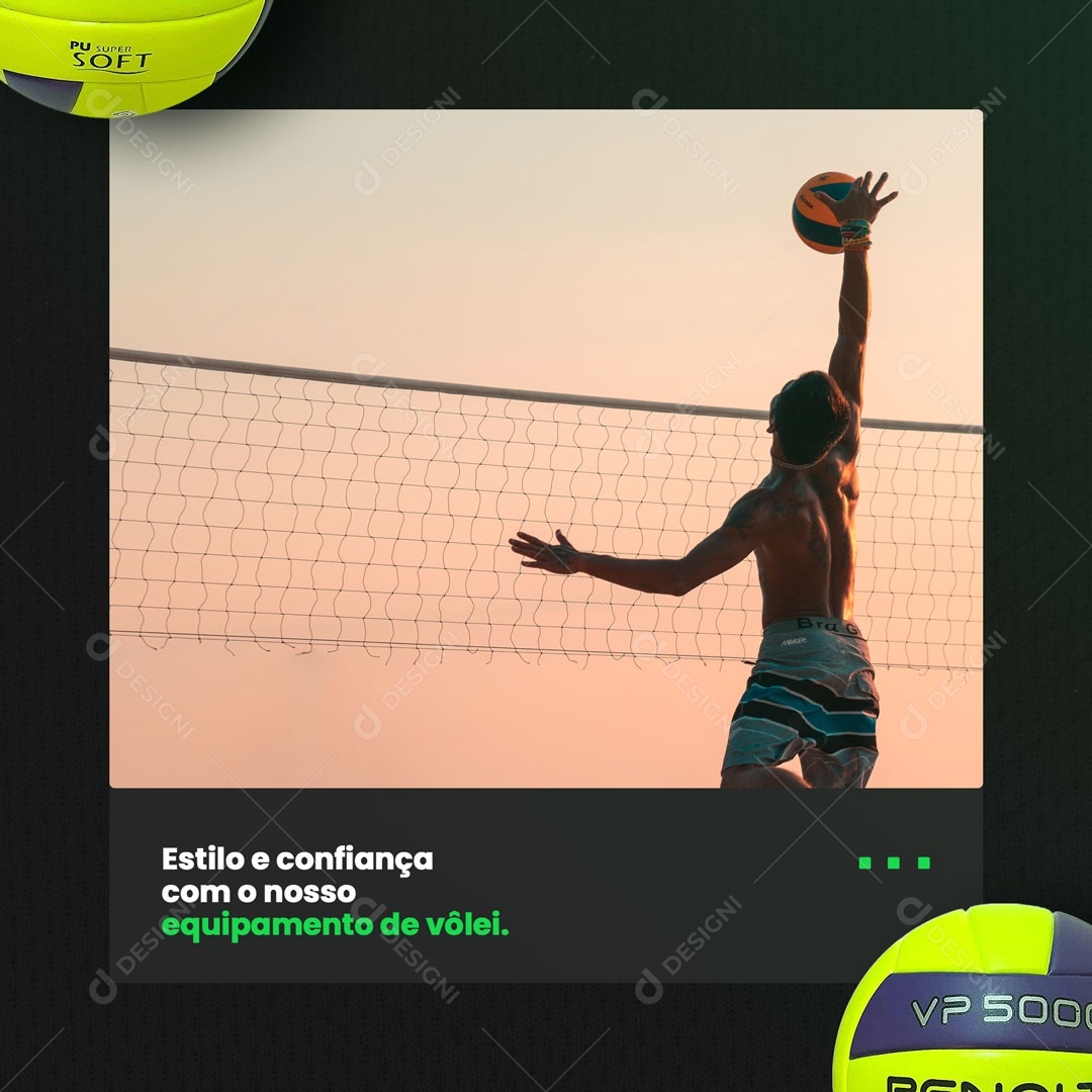 Loja de Artigos Esportivos  Estilo e Confiança com Nosso Equipamento de Vôlei Social Media PSD Editável