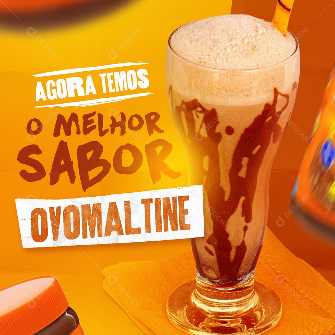 Agora Temos o Melhor Sabor Ovomaltine Sorveteria Social Media PSD Editável