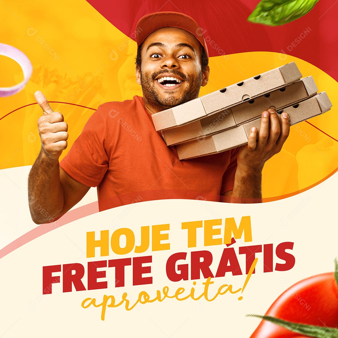 Hoje Tem Frete Grátis Aproveita Pizzaria Social Media PSD Editável