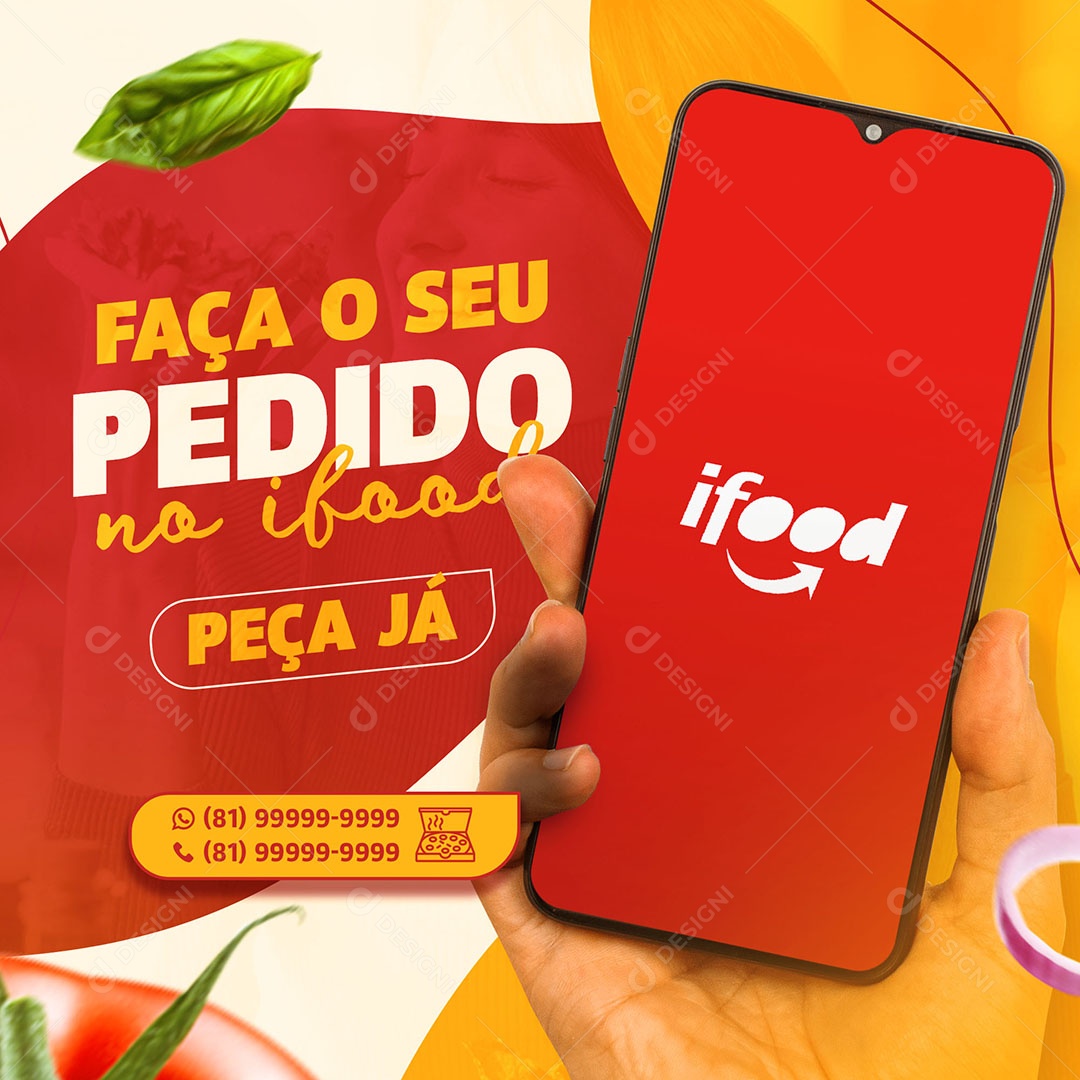 Faça o Seu Pedido no Ifood Peça Já Pizzaria Social Media PSD Editável