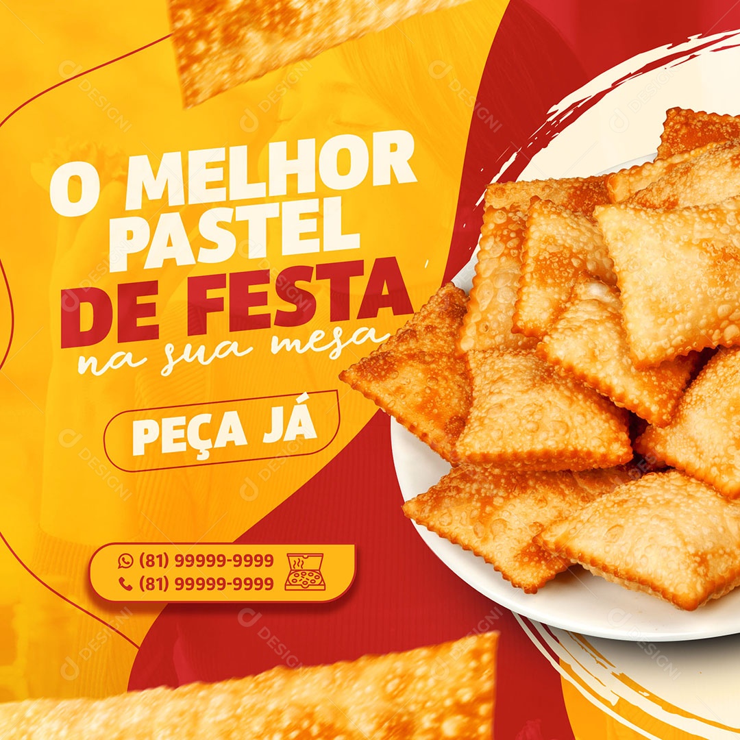 O Melhor Pastel de Festa na Sua Mesa Peça Já Pastelaria Social Media PSD Editável