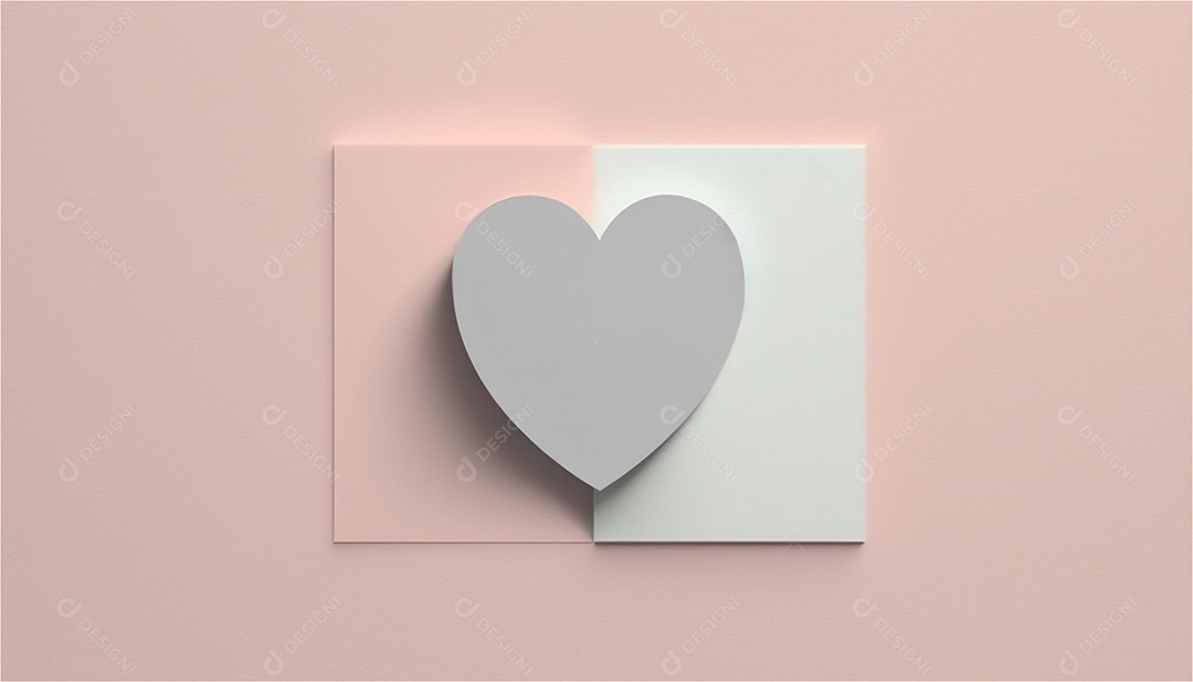 Belo banner horizontal com textura de papel de tons de rosa pastel decorado com corações, fundo de casamento Modelo de feliz dia dos namorados. Cores pastel vista frontal