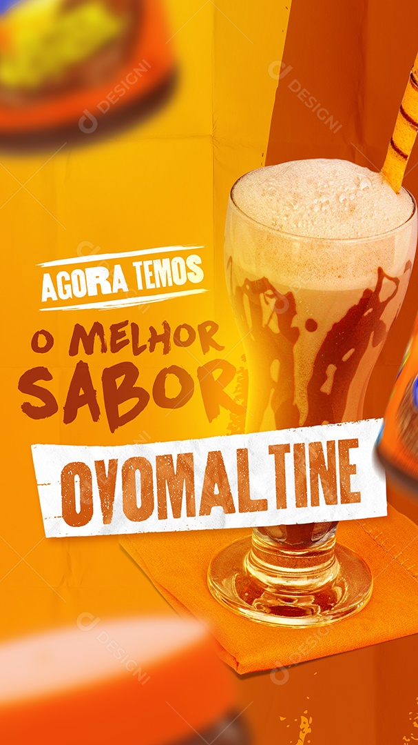 Story Agora Temos o Melhor Sabor Ovomaltine Sorveteria Social Media PSD Editável