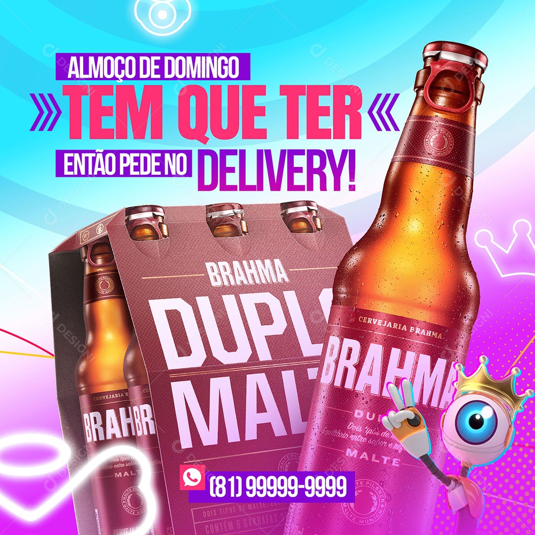 Almoço de Domingo Tem que Ter Então Pede no Delivery Cervejaria BBB Social Media PSD Editável
