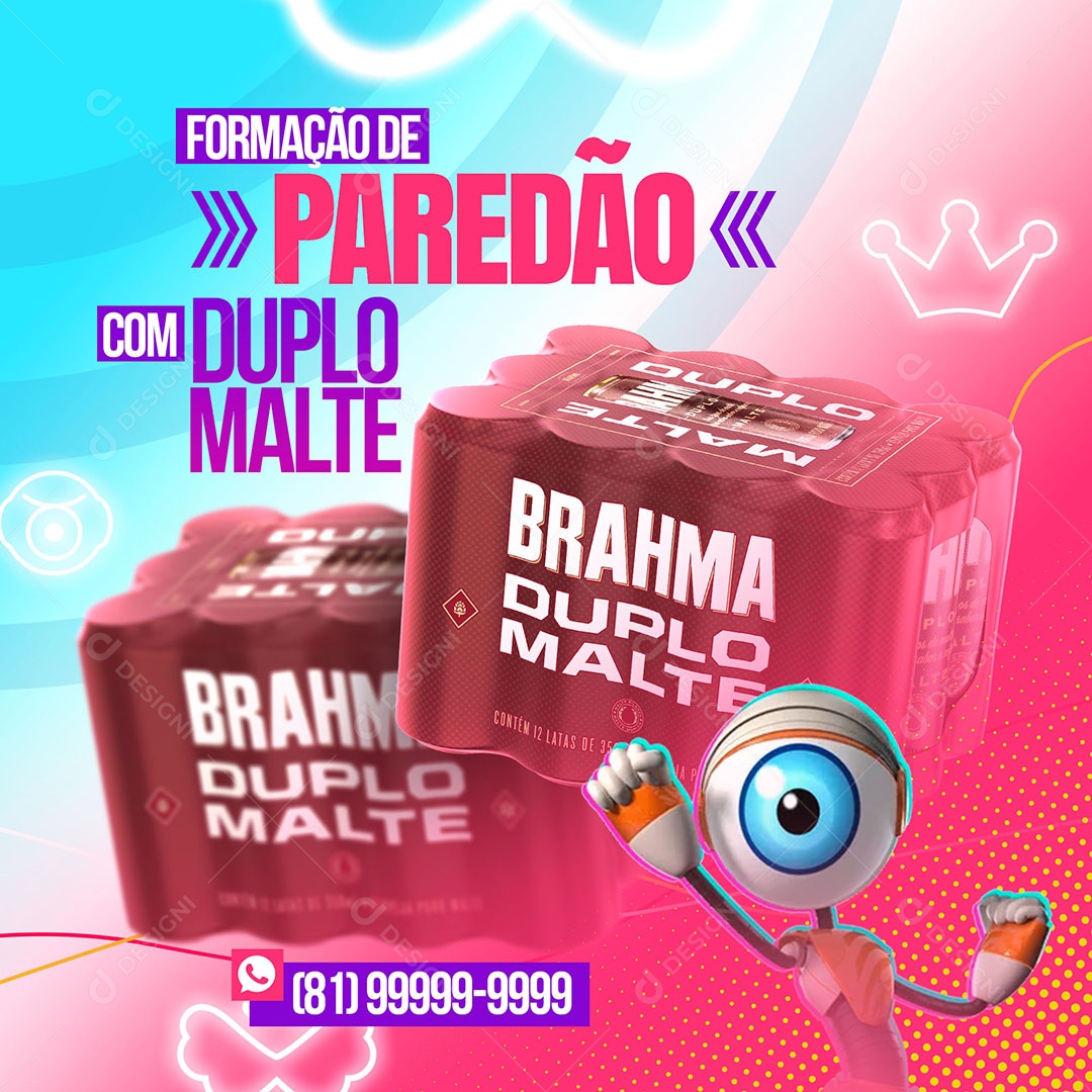 Formação Paredão com Brahma Duplo Malte Cervejaria BBB Social Media PSD Editável