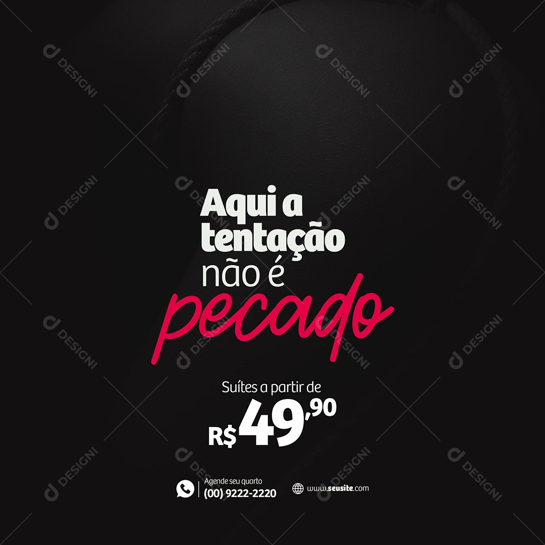 Aqui a Tentação não é Pecado Motel Social Media PSD Editável