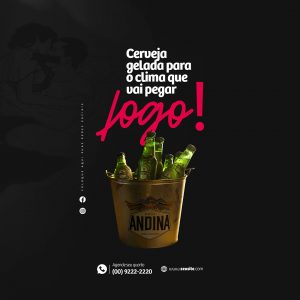 Cerveja Gelada para o Clima que Vai Pegar Fogo Motel Social Media PSD Editável