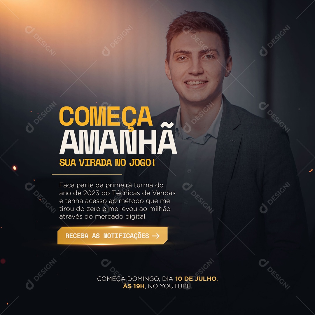Começa Amanhã Sua Virada de Jogo! Workshop Social Media PSD Editável