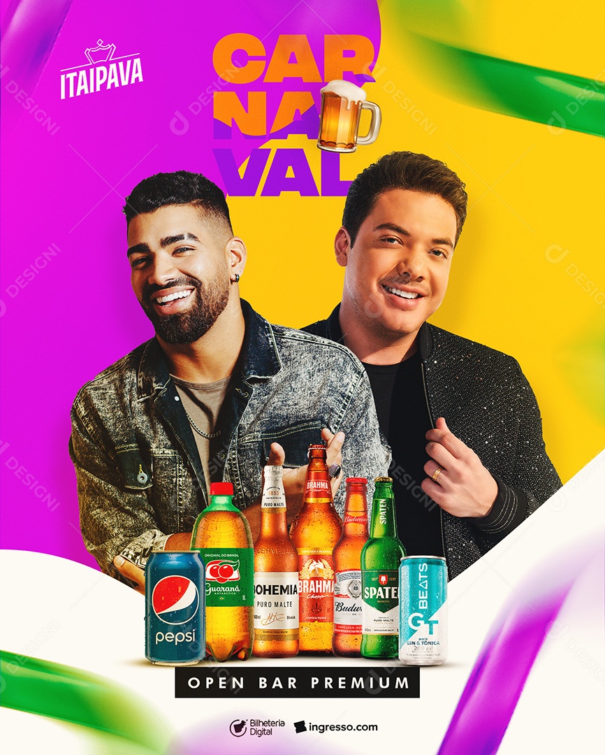 Carnaval Open Bar Premium Dilsinho Wesley Safadão Flyer Social Media PSD Editável