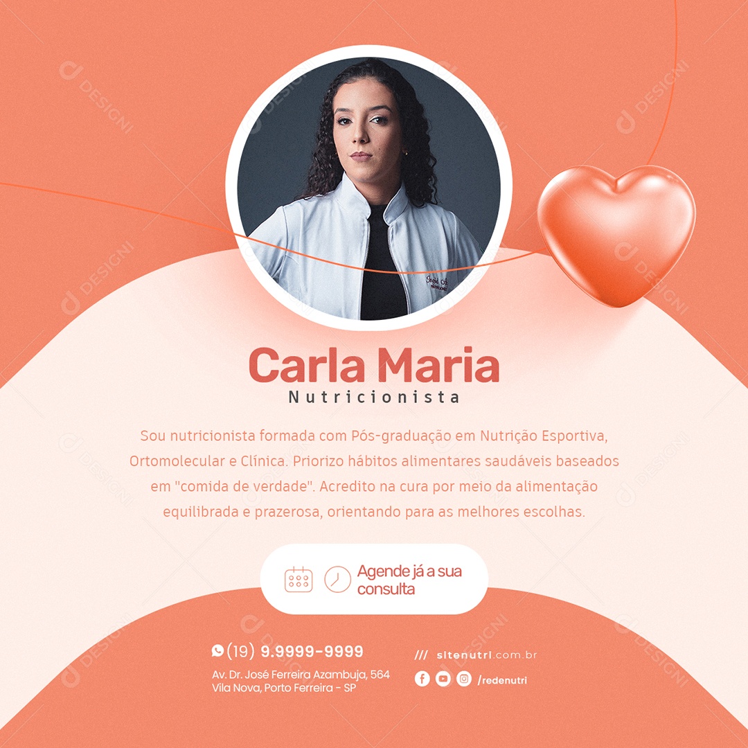 Carla Maria Agenda Já a Sua Consulta Nutricionista Social Media PSD Editável