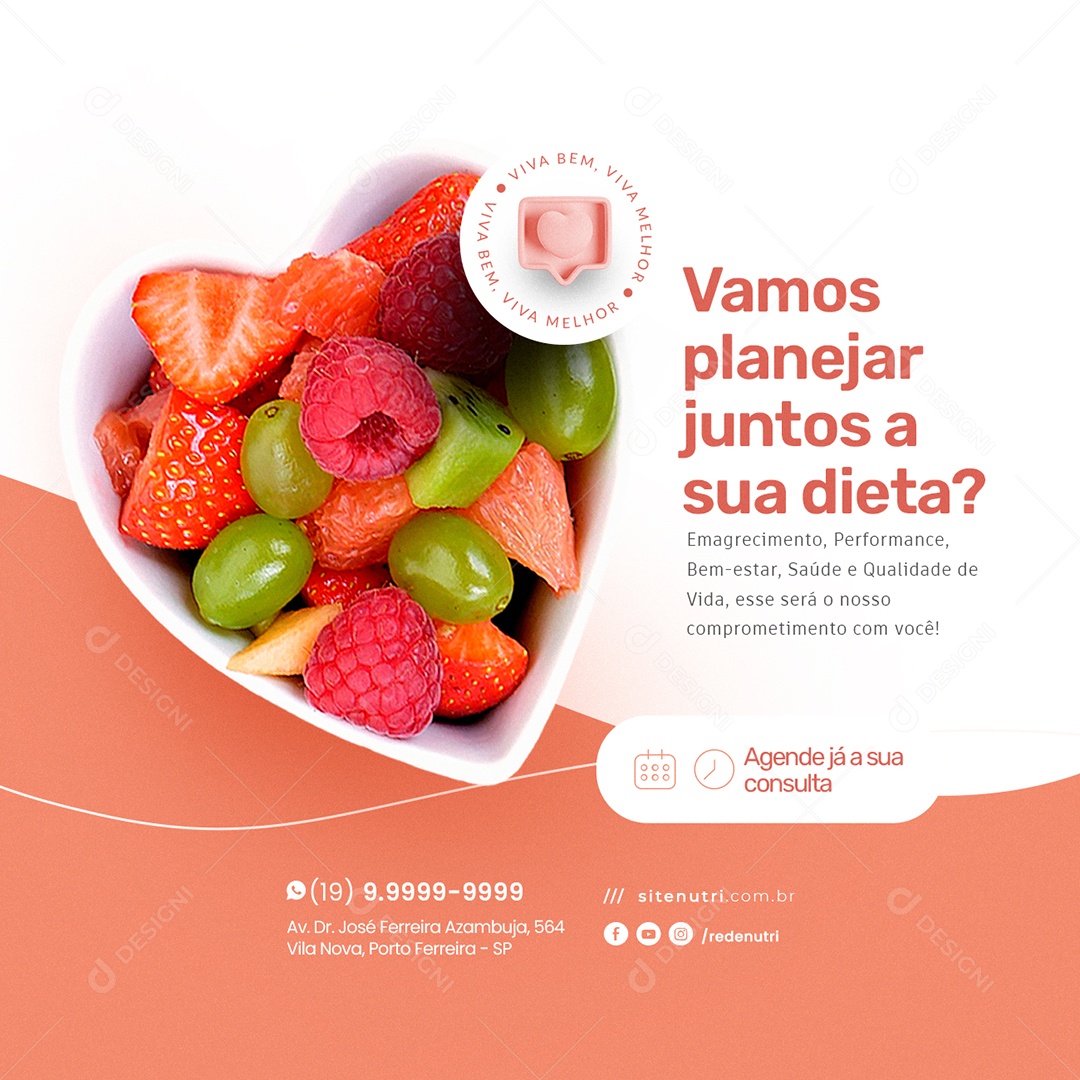 Vamos Planejar Juntos a Sua Dieta Nutricionista Social Media PSD Editável