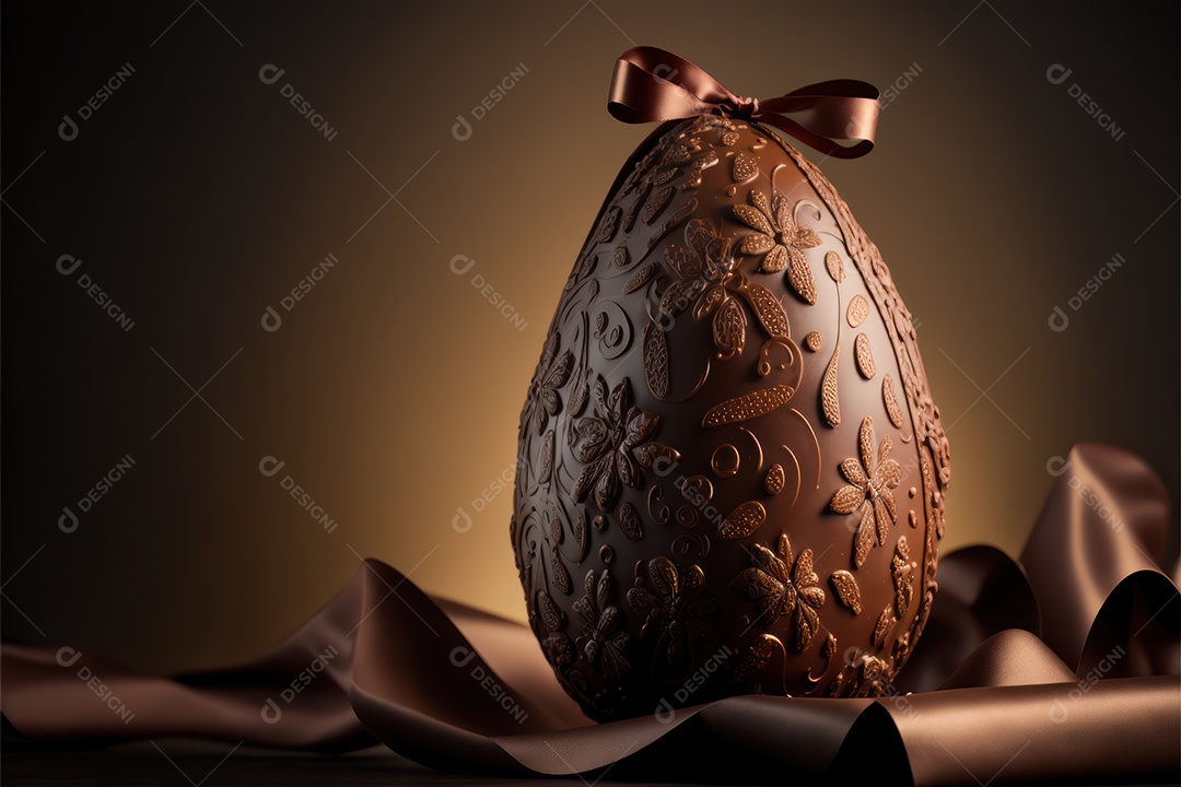 Coelhinho da páscoa de chocolate ao leite com desenhos em relevo, celebração da páscoa