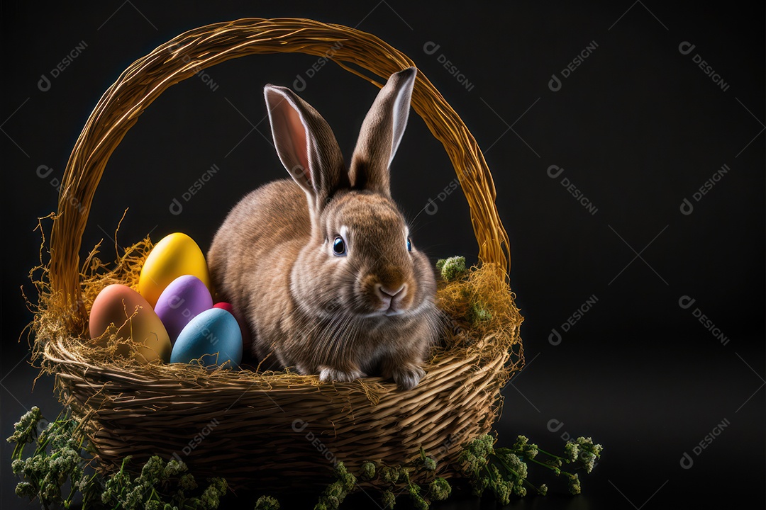 Coelhinho da páscoa de chocolate ao leite com desenhos em relevo, celebração da páscoa
