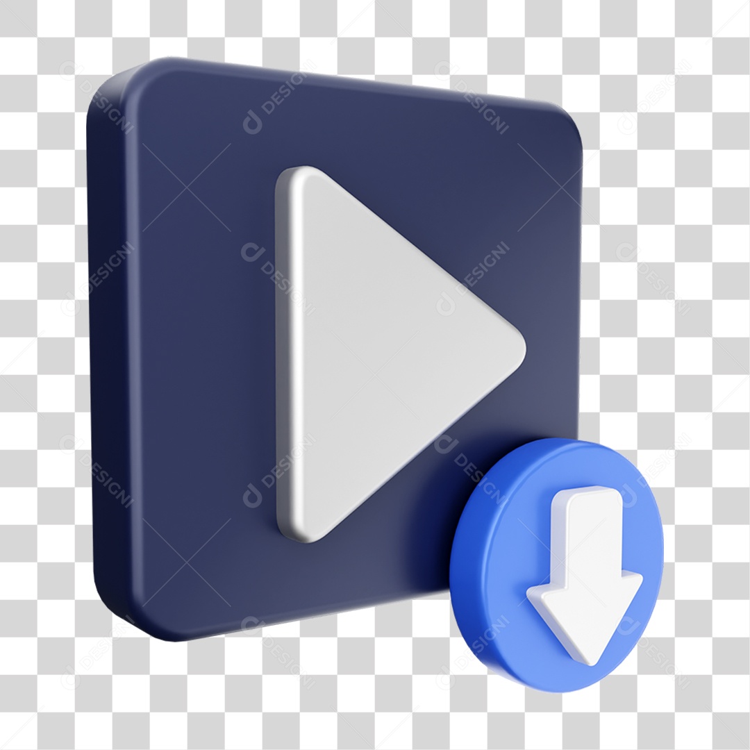 Elemento 3D Ícone de Download PNG Transparente