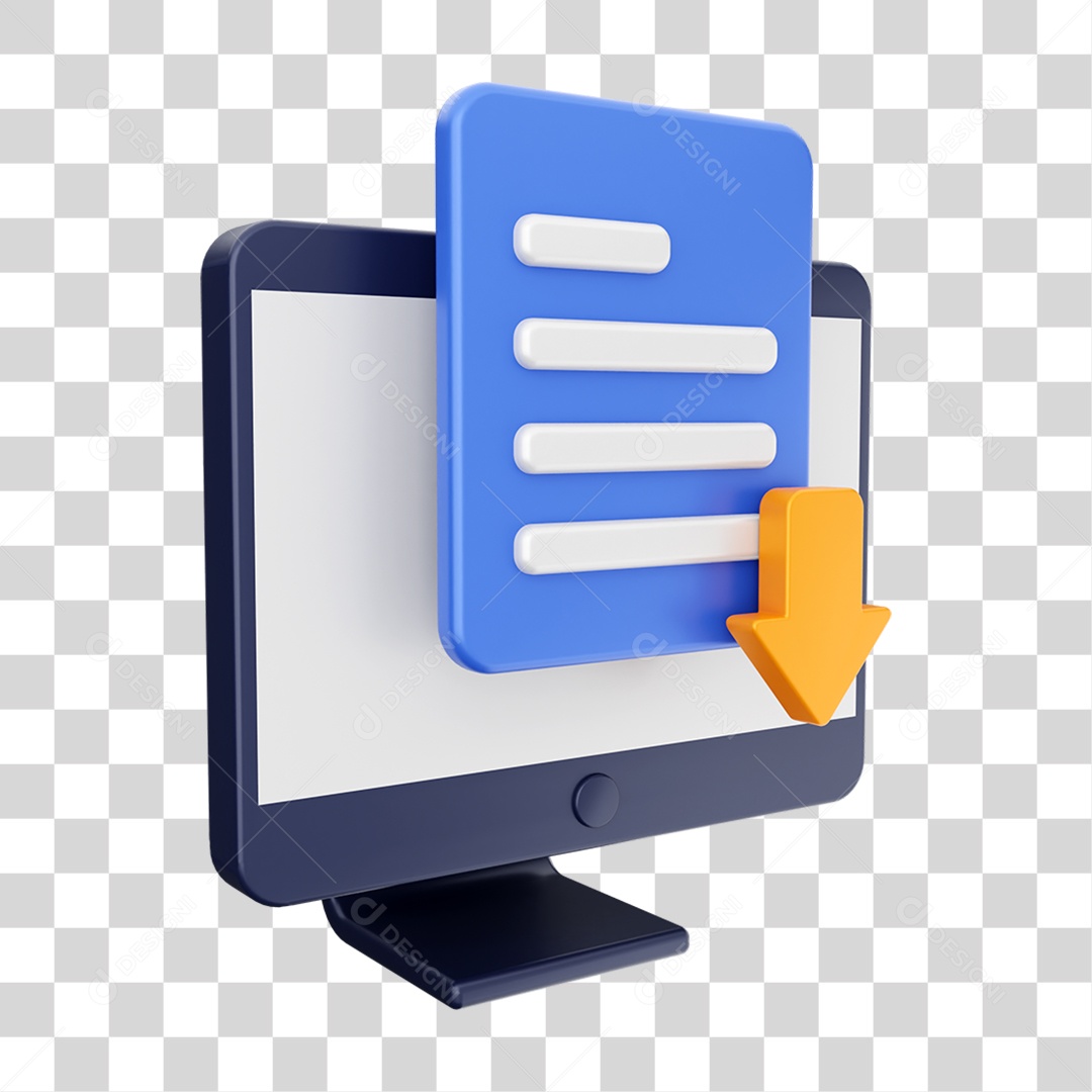 Elemento 3D Ícone de Download PNG Transparente