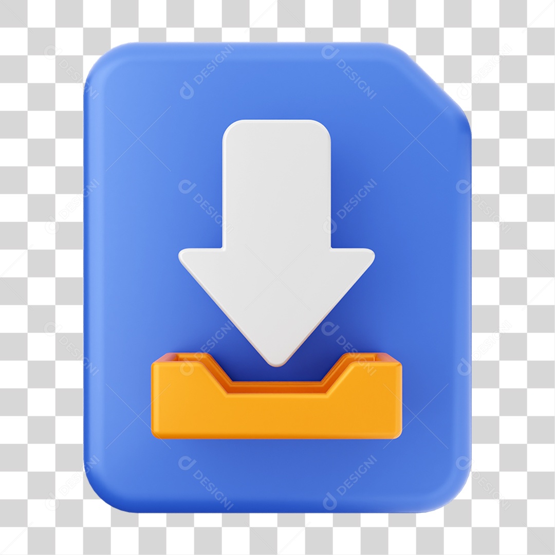 Elemento 3D Ícone de Download PNG Transparente