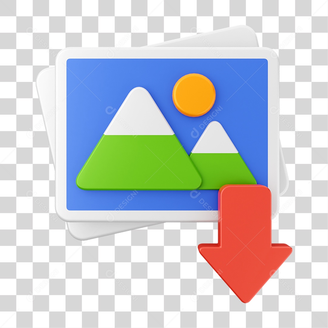 Elemento 3D Ícone de Download PNG Transparente