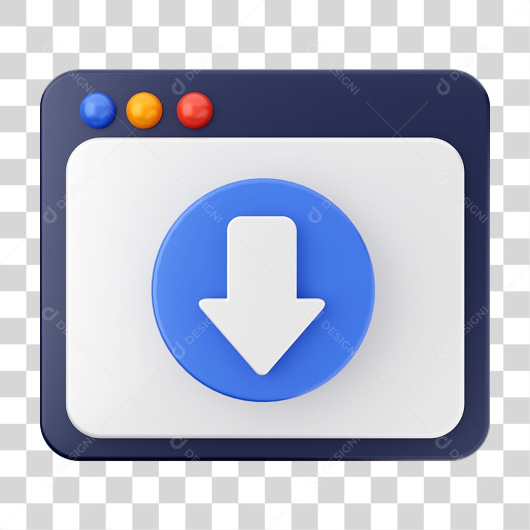 Elemento 3D Ícone de Download PNG Transparente