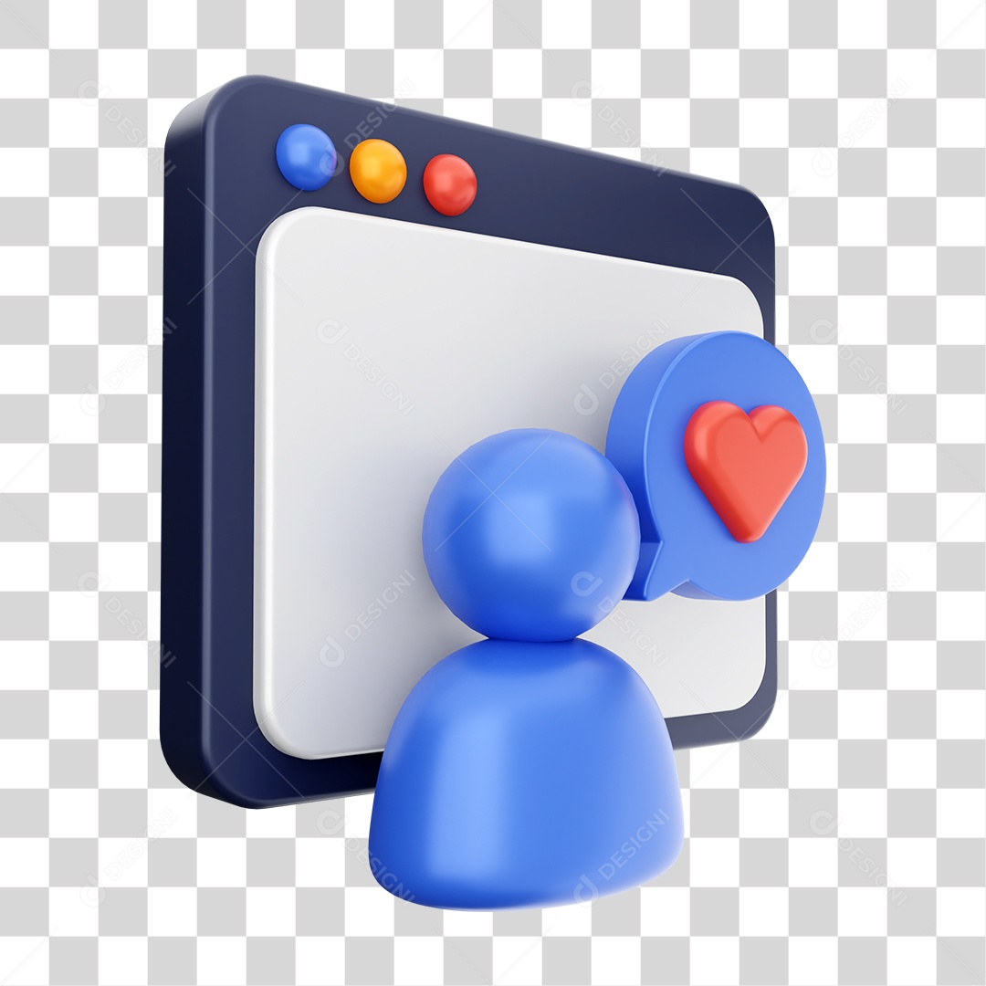 Elemento 3D Ícone de Mídia Social PNG Transparente