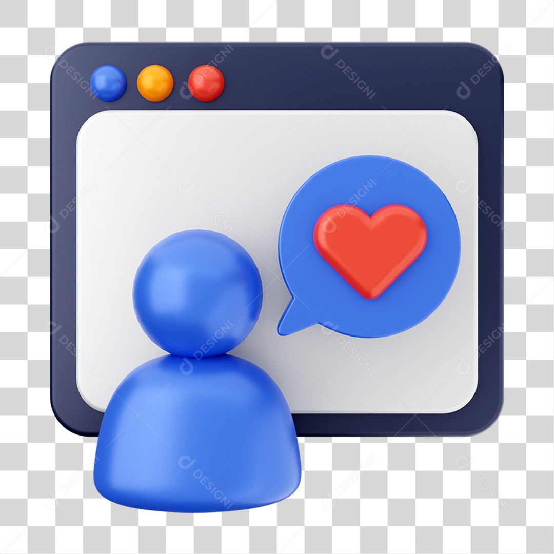 Elemento 3D Ícone de Mídia Social PNG Transparente