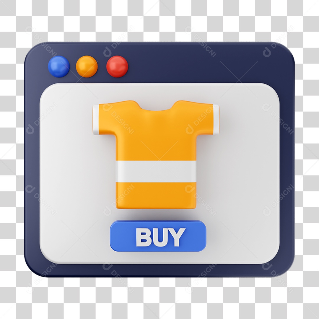 Elemento 3D Ícone de Compras On-line PNG Transparente