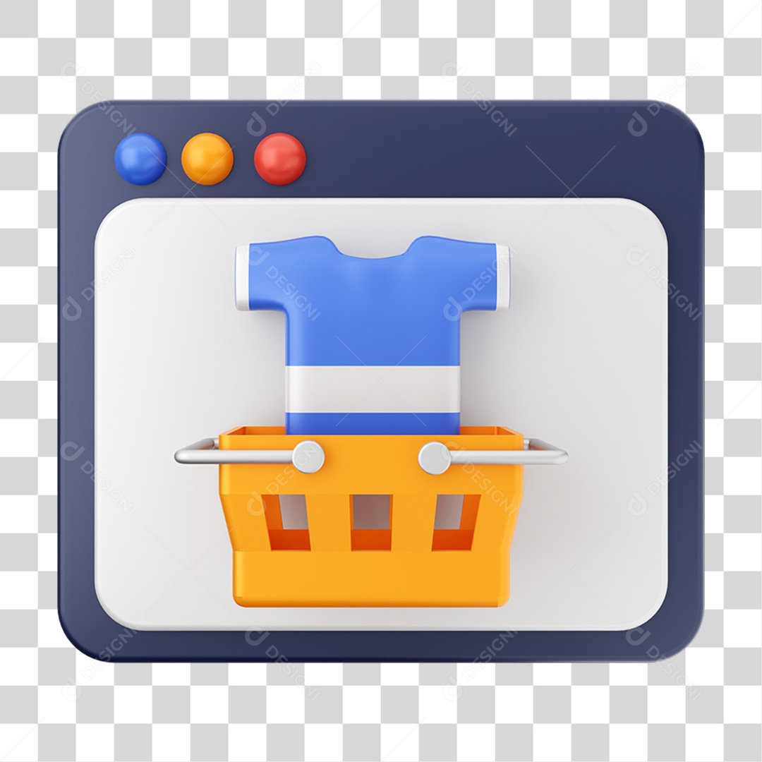 Elemento 3D Ícone de Compras On-line PNG Transparente