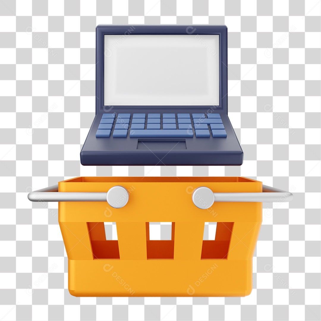 Elemento 3D Ícone de Compras On-line PNG Transparente