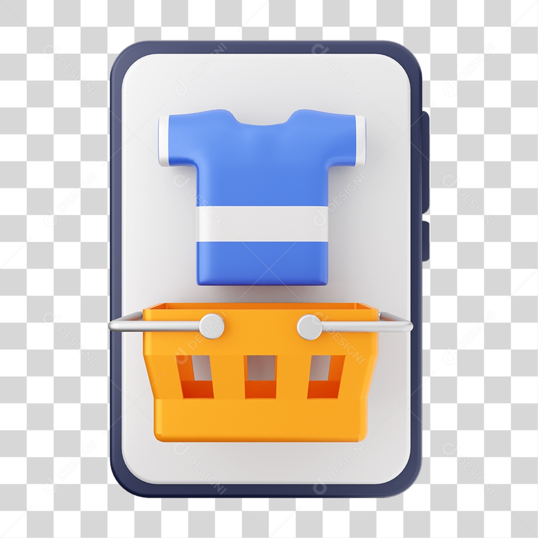 Elemento 3D Ícone de Compras On-line PNG Transparente