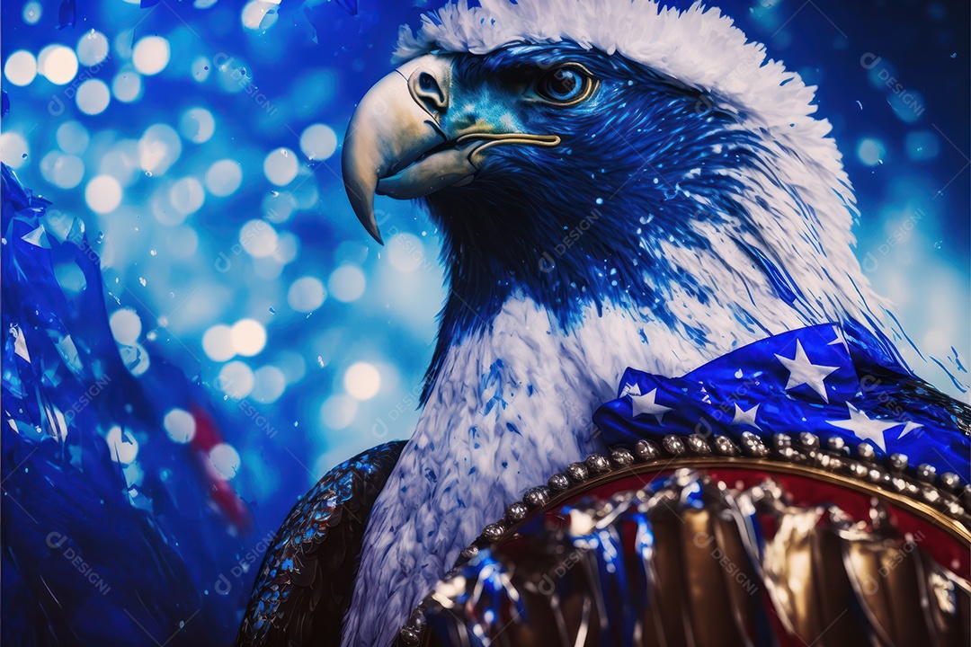 Bandeira, símbolo, mascote, adereço e enfeites do Carnaval Brasileiro com as cores das Escolas de Samba. azul e branco