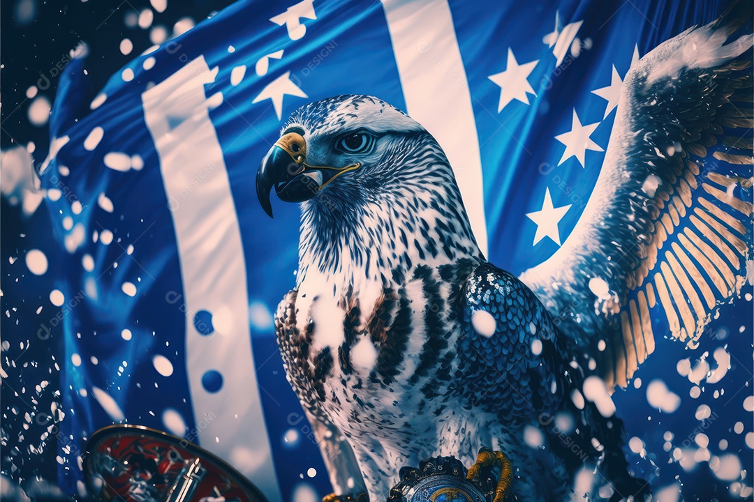 Bandeira, símbolo, mascote, adereço e enfeites do Carnaval Brasileiro com as cores das Escolas de Samba. Azul e branco