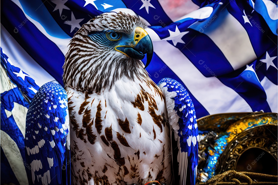 Bandeira, símbolo, mascote, adereço e enfeites do Carnaval Brasileiro com as cores das Escolas de Samba. Azul e branco