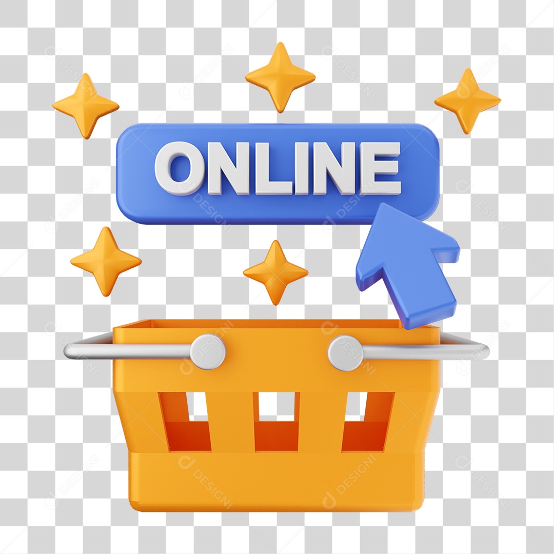 Elemento 3D Ícone de Compras On-line PNG Transparente