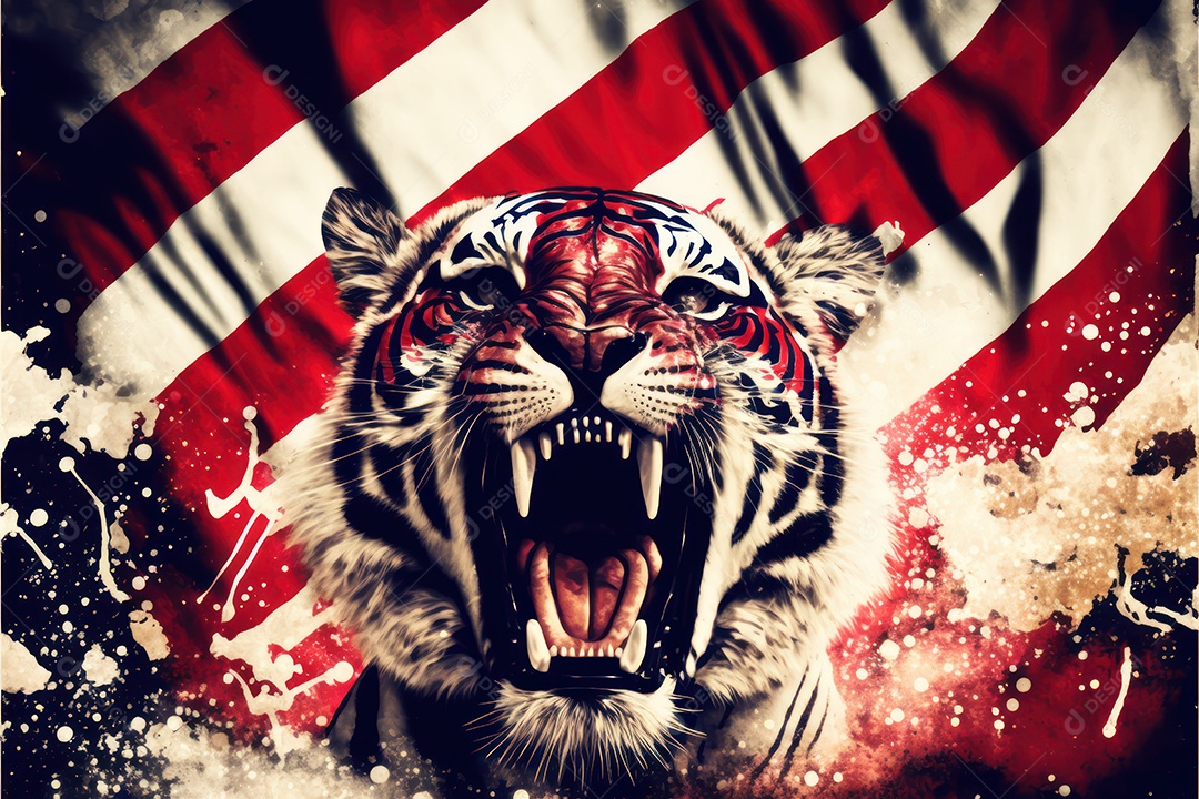 Bandeira, símbolo, mascote, adereços e enfeites do Carnaval brasileiro com as cores das Escolas de Samba. vermelho e branco