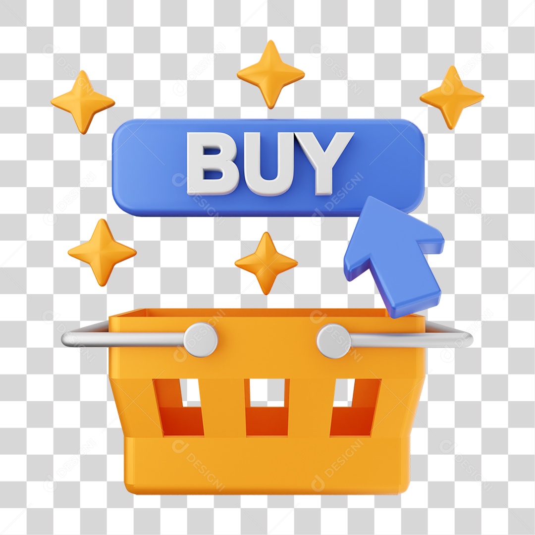 Elemento 3D Ícone de Compras On-line PNG Transparente