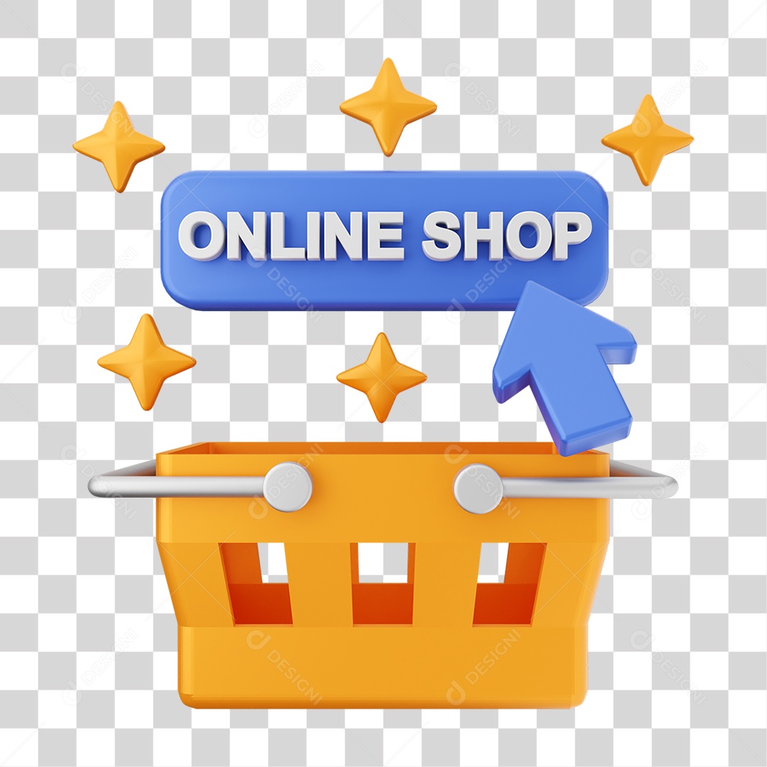 Elemento 3D Ícone de Compras On-line PNG Transparente