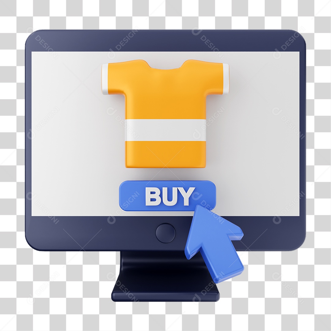 Elemento 3D Ícone de Compras On-line PNG Transparente