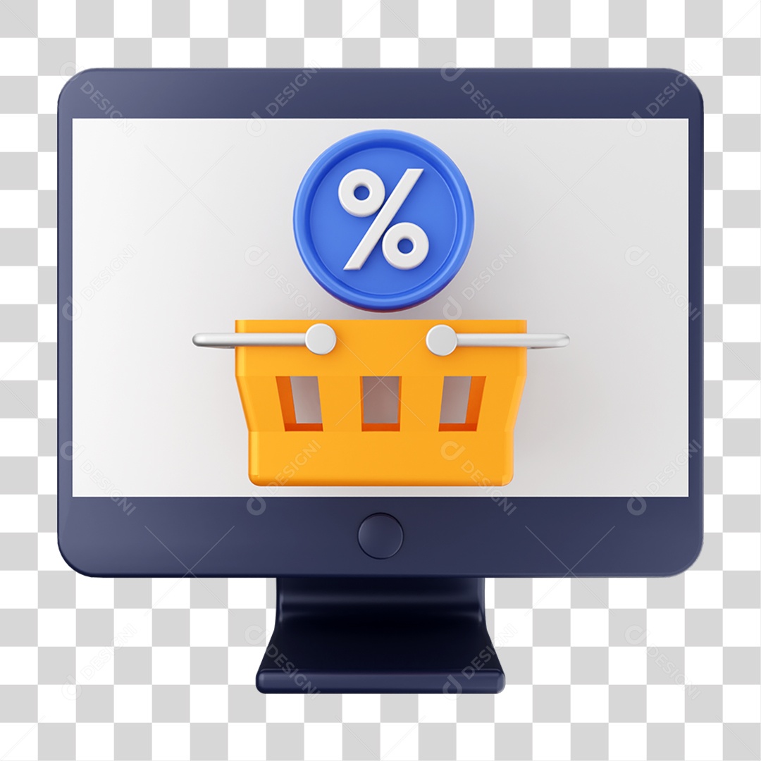 Elemento 3D Ícone de Compras On-line PNG Transparente