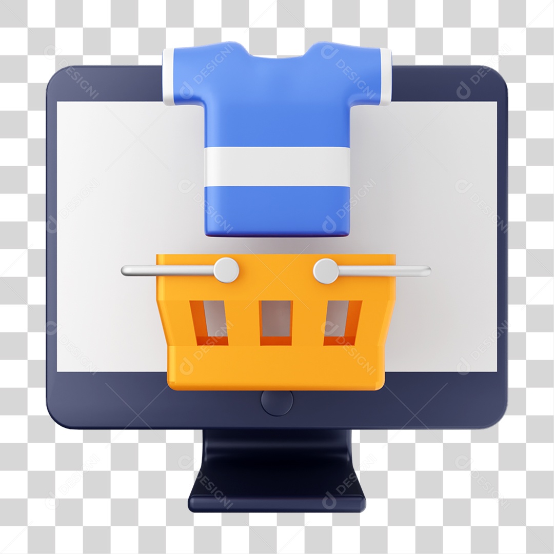 Elemento 3D Ícone de Compras On-line PNG Transparente