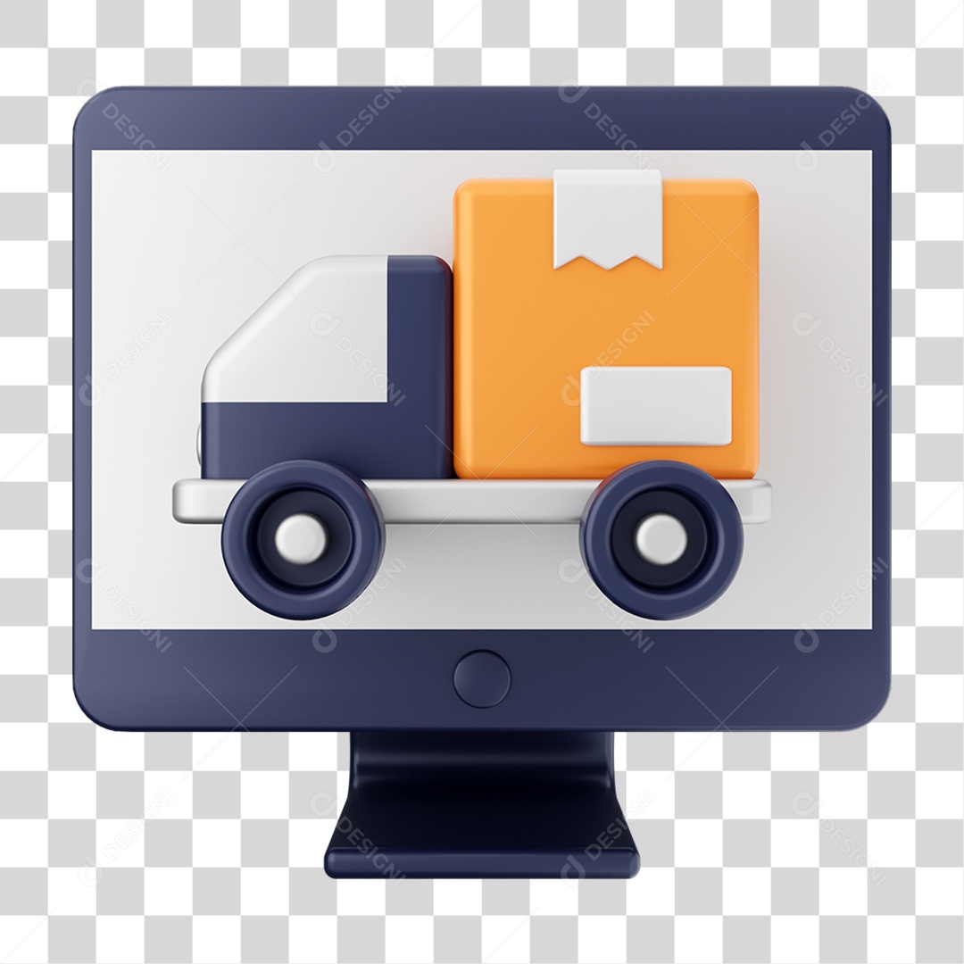 Elemento 3D Ícone de Compras On-line PNG Transparente