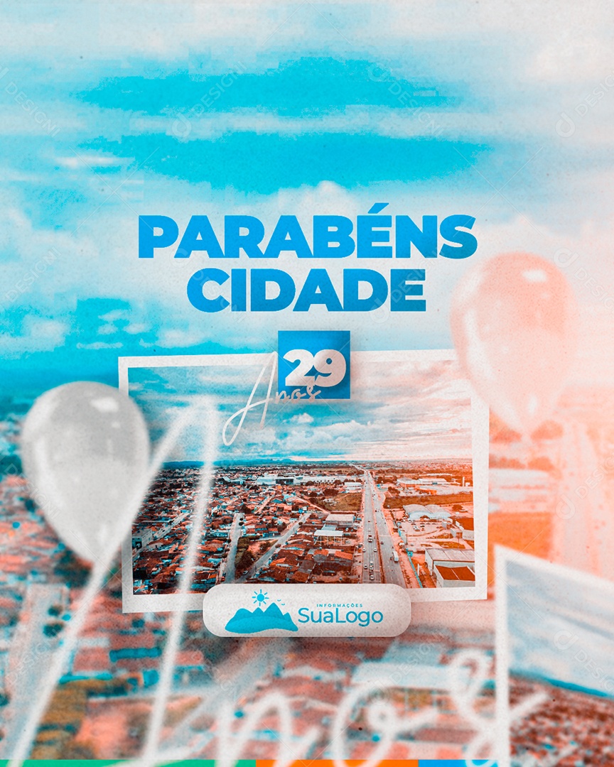 Parabéns Cidade Flyer de Aniversario de Cidade Emancipação Social Media PSD Editável