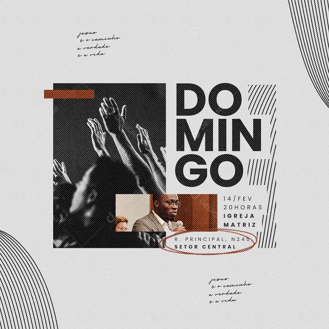 Jesus é o Caminho a Verdade e a Vida Flyer Gospel Igreja Social Media PSD Editável