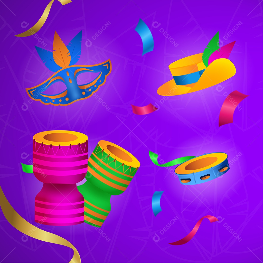 Elementos de Carnaval do Brasil Vetorial EPS