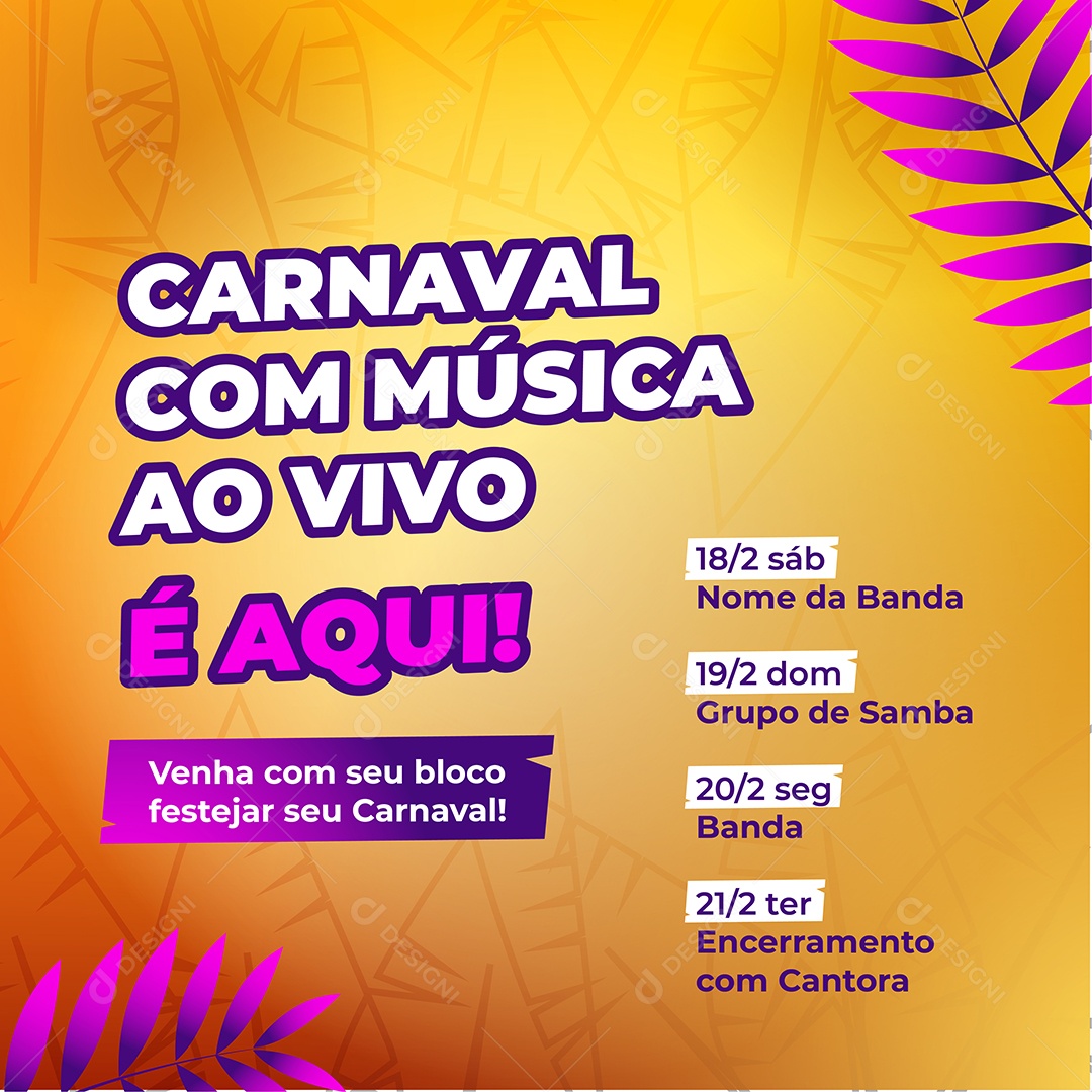 Social Media Vetorial Carnaval Com Música EPS